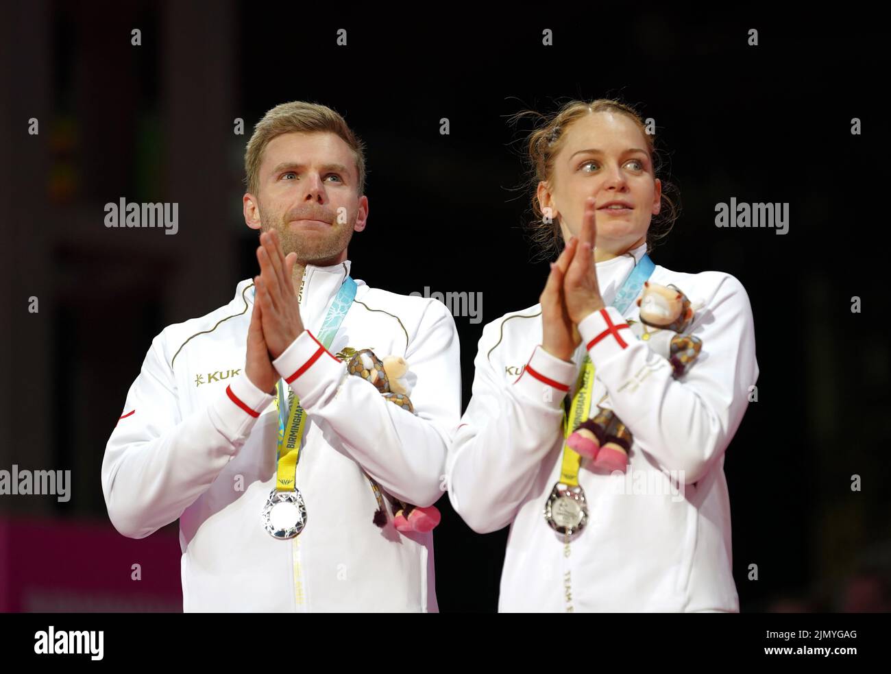 England's Marcus Ellis and Lauren Smith after winning silver in the