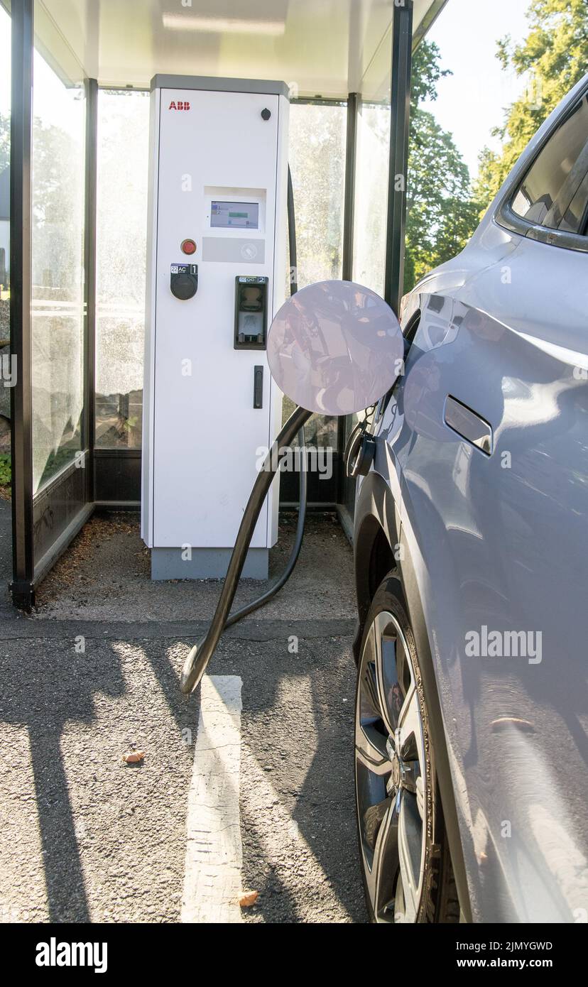 electric car recharging point. Malmkoping, sweden Stock Photo Alamy