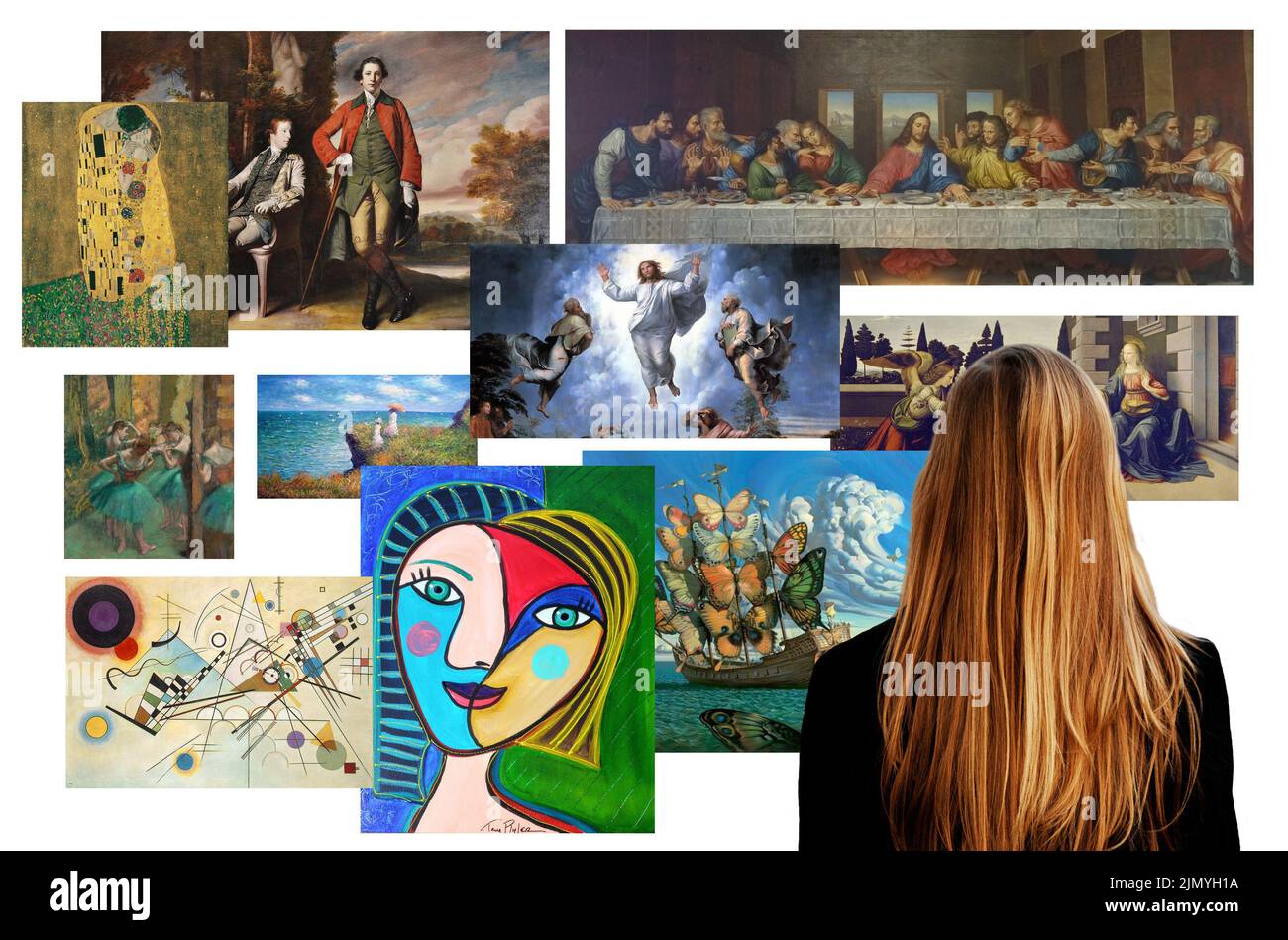 looking at art online Stock Photo