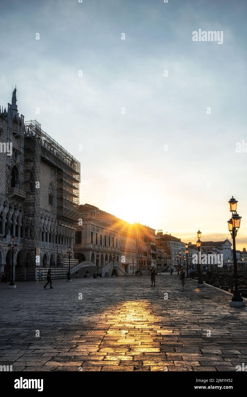 Palazzo Ducale and Sunrise Stock Photo