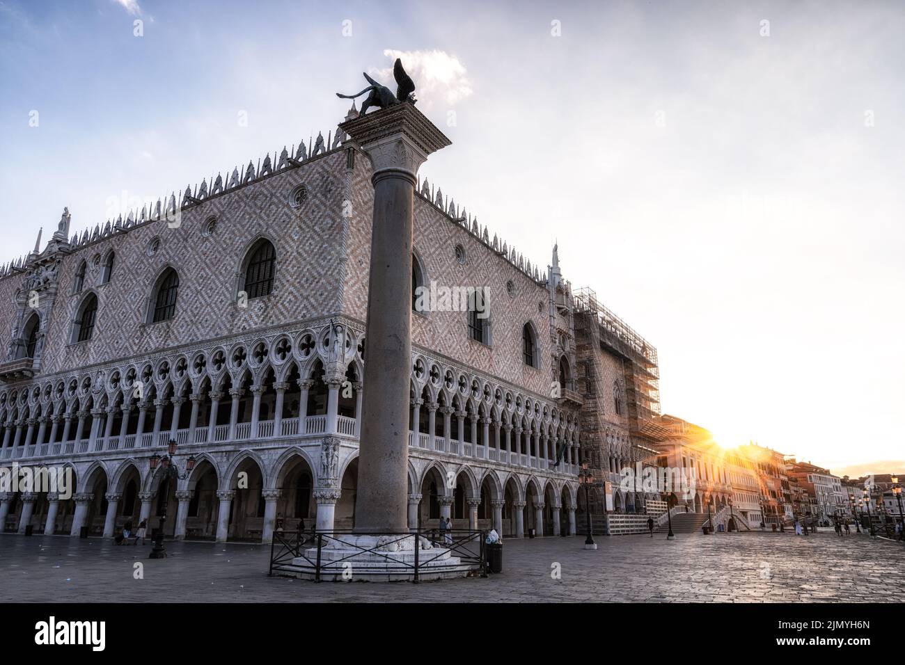 Palazzo Ducale and Sunrise Stock Photo