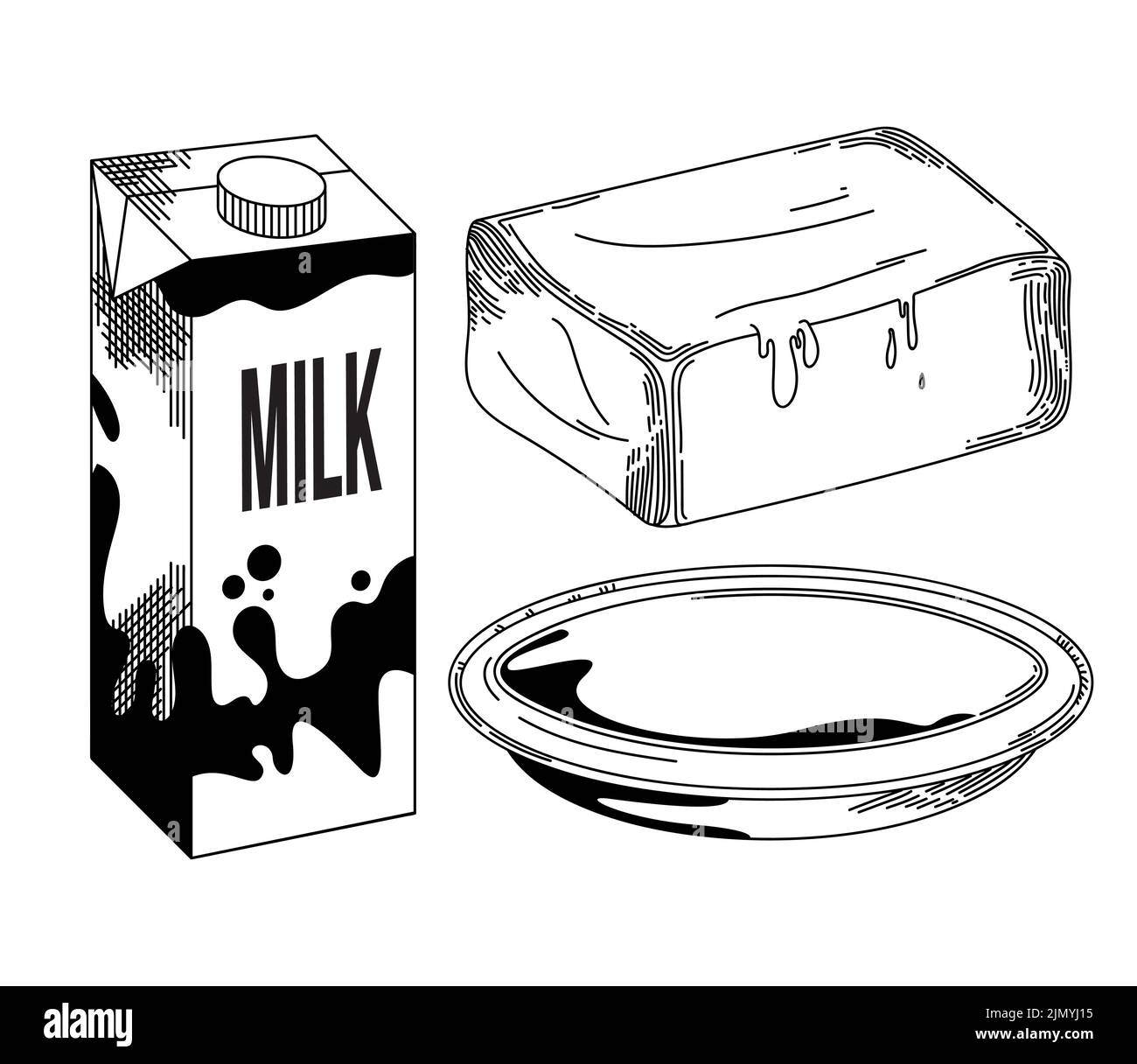 three dairy products set icons Stock Vector Image & Art - Alamy