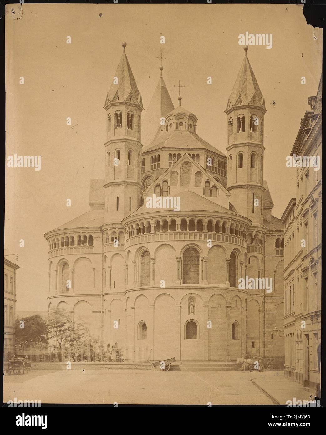 Unknown photographer, St. Aposteln in Cologne (without date): northeast view. Photo, 27.9 x 22.4 cm (including scan edges) Stock Photo