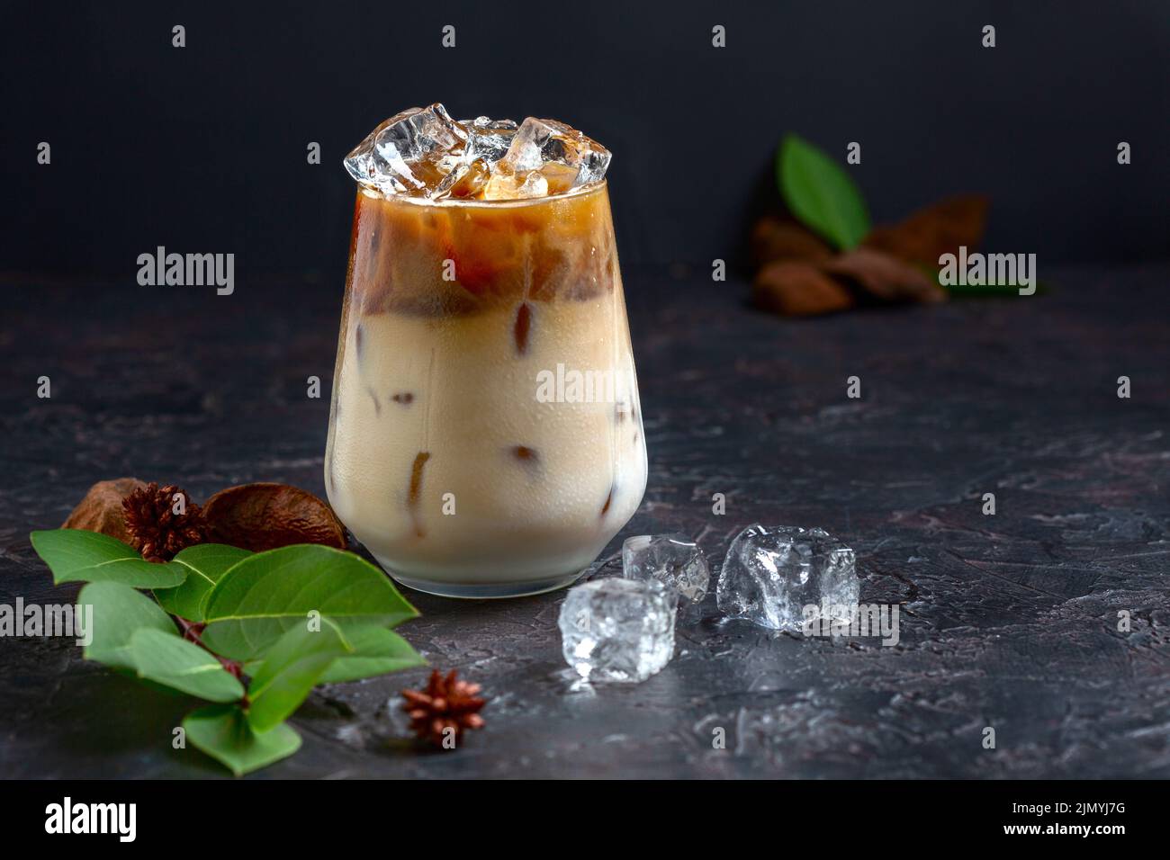 Ice coffee with cream. Stock Photo