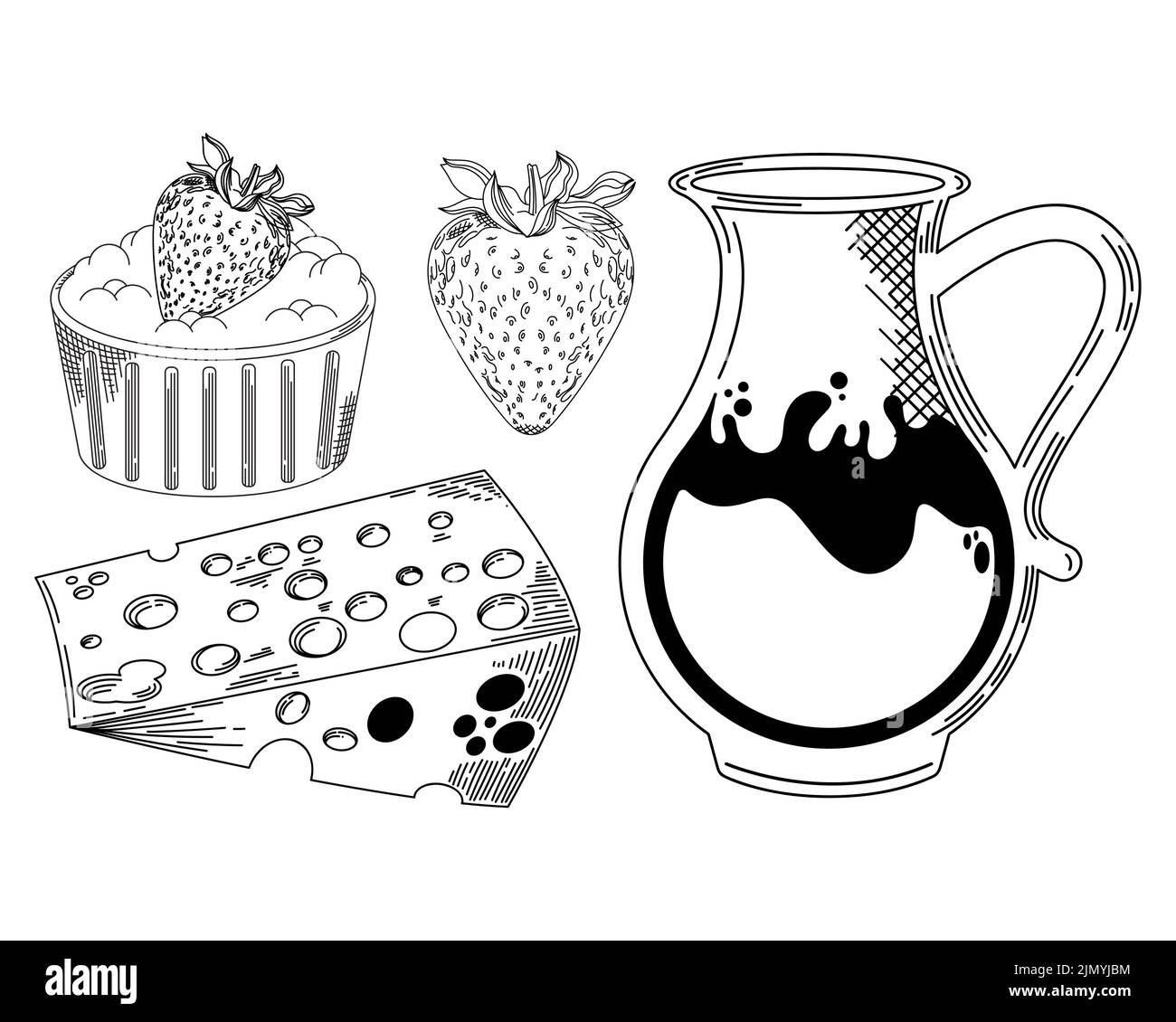 four dairy products set icons Stock Vector Image & Art - Alamy