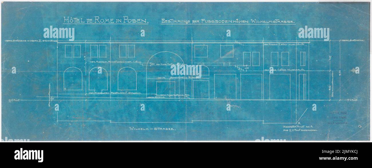 Engel Ludwig, Park Hotel in Pozen (1940-1940): Determination of the floor height Wilhelmstraße: Cut. Blueprint on paper, 23 x 60 cm (including scan edges) Stock Photo