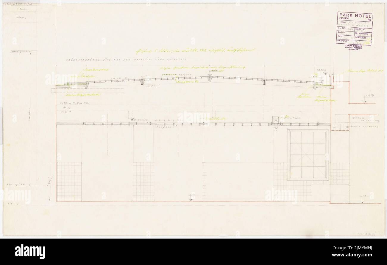 Böhmer Franz (1907-1943), Park Hotel in Posen (November 12, 1940): Cuts through the sink 1:20. Pencil, colored pencil on transparent, 53.7 x 86.9 cm (including scan edges) Stock Photo