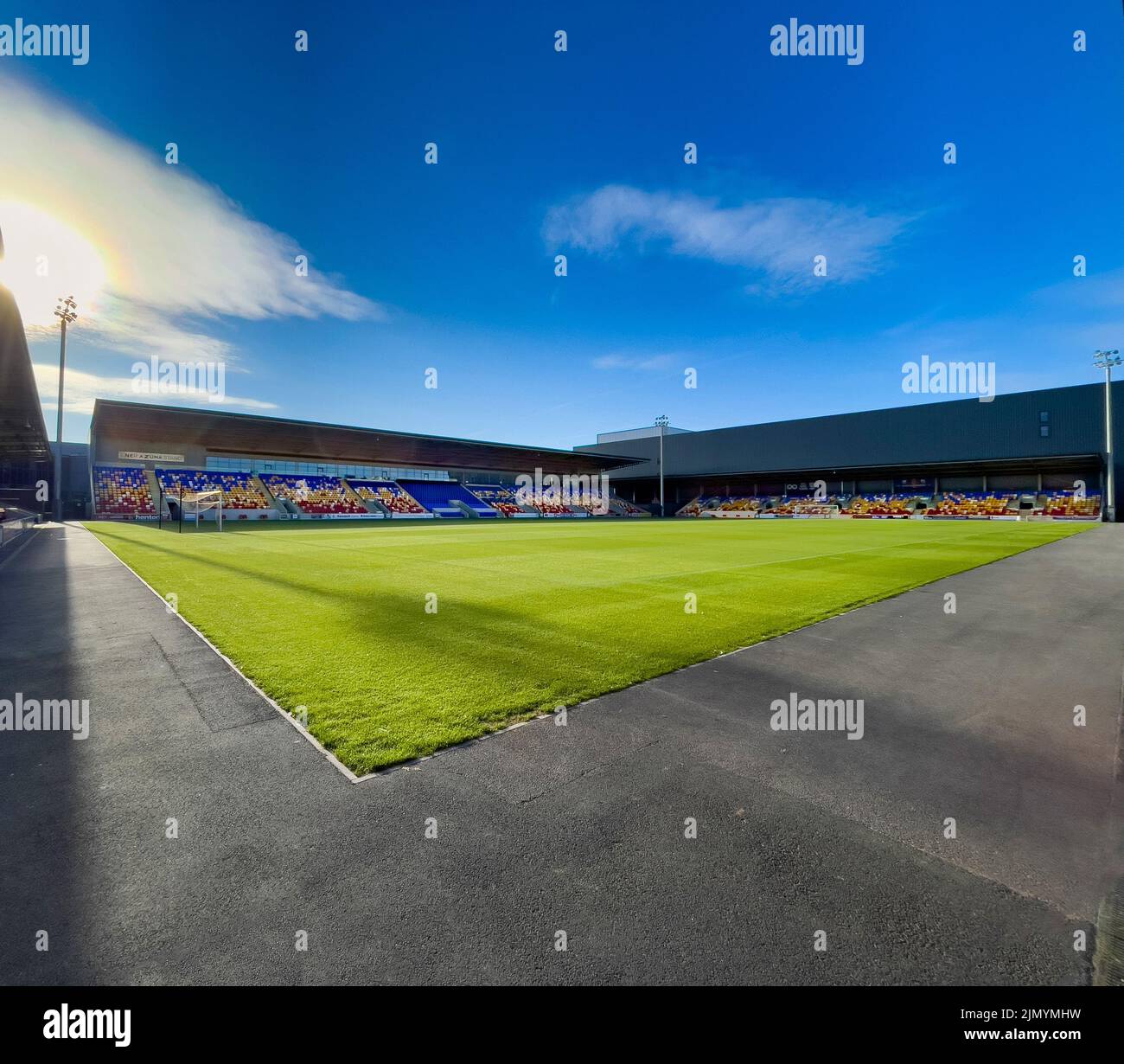 Pitch and seating at York LNER Stadium. York. North Yorkshire. UK Stock Photo