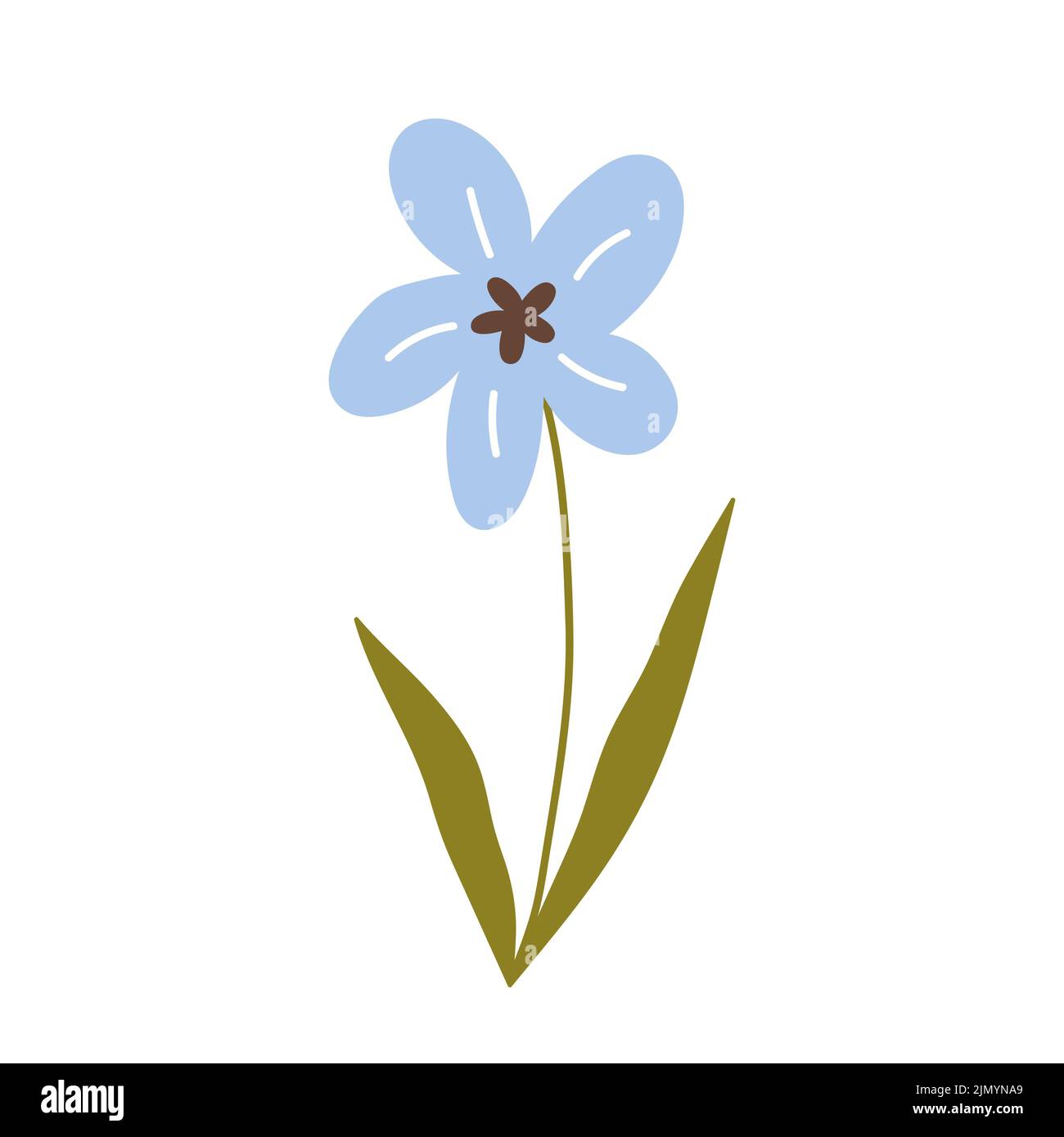 Cute blue flower isolated on white background. Vector illustration in ...