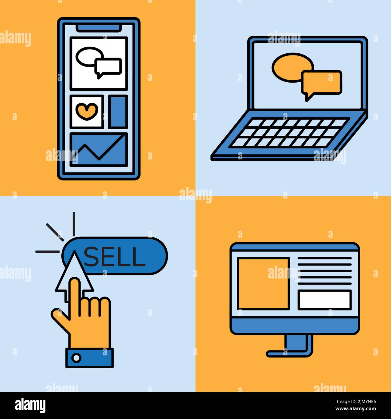 four commercial maketing set items Stock Vector