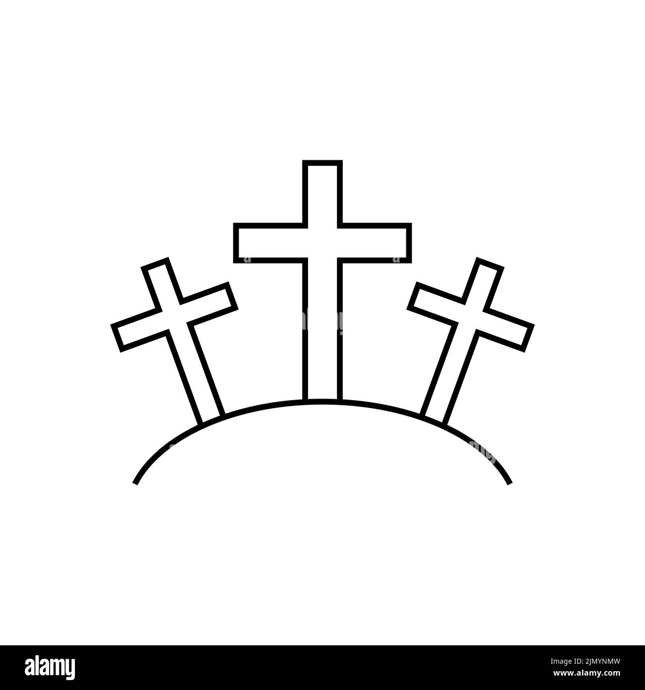 Christian icon Three cross line style Stock Vector