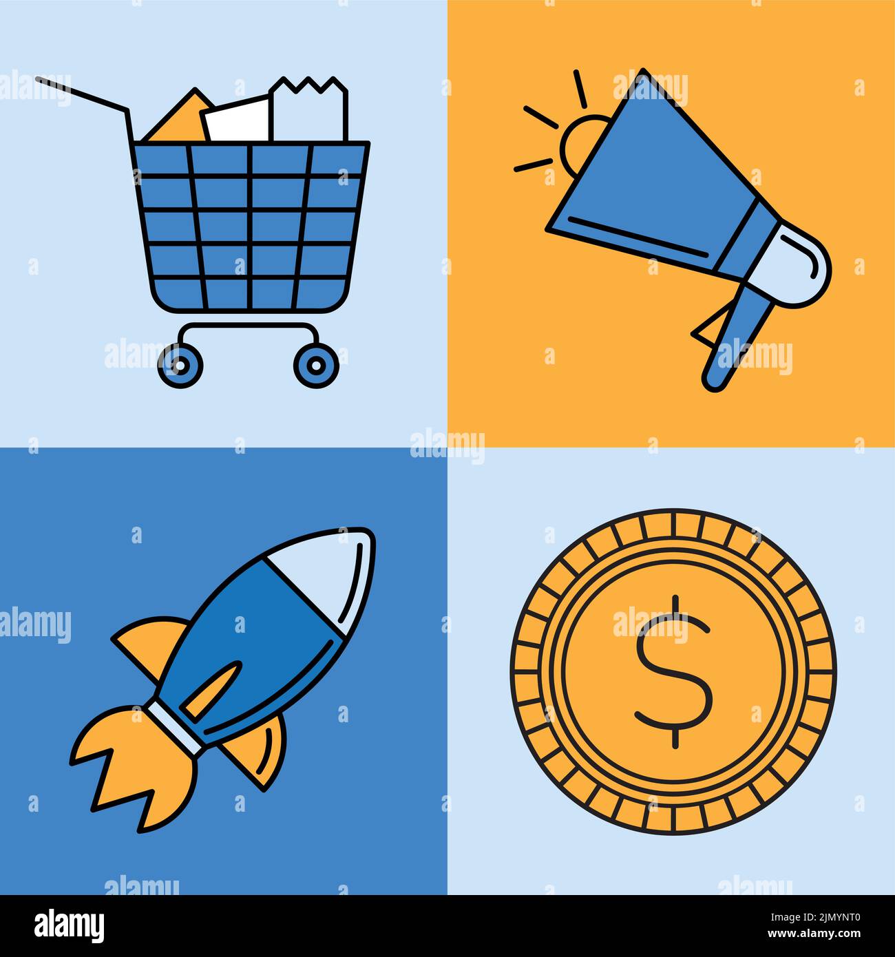 commercial maketing set four icons Stock Vector Image & Art - Alamy