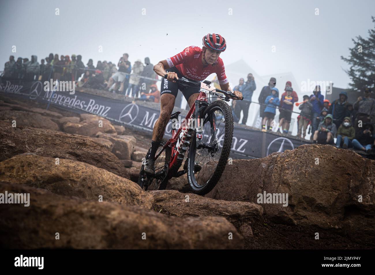 Alesandra Keller of Switzerland in action during the Mercedes Benz UCI Mountain Bike World Cup in Snowshoe, West Viriginia, USA, July 31, 2022. (CTK P Stock Photo
