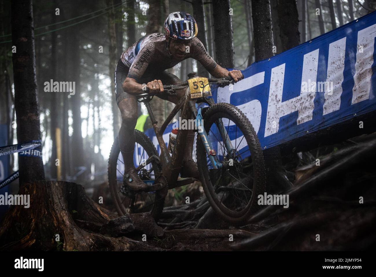Lars Forster of Switzerland in action during the Mercedes Benz UCI Mountain Bike World Cup in Snowshoe, West Viriginia, USA, July 31, 2022. (CTK Photo Stock Photo