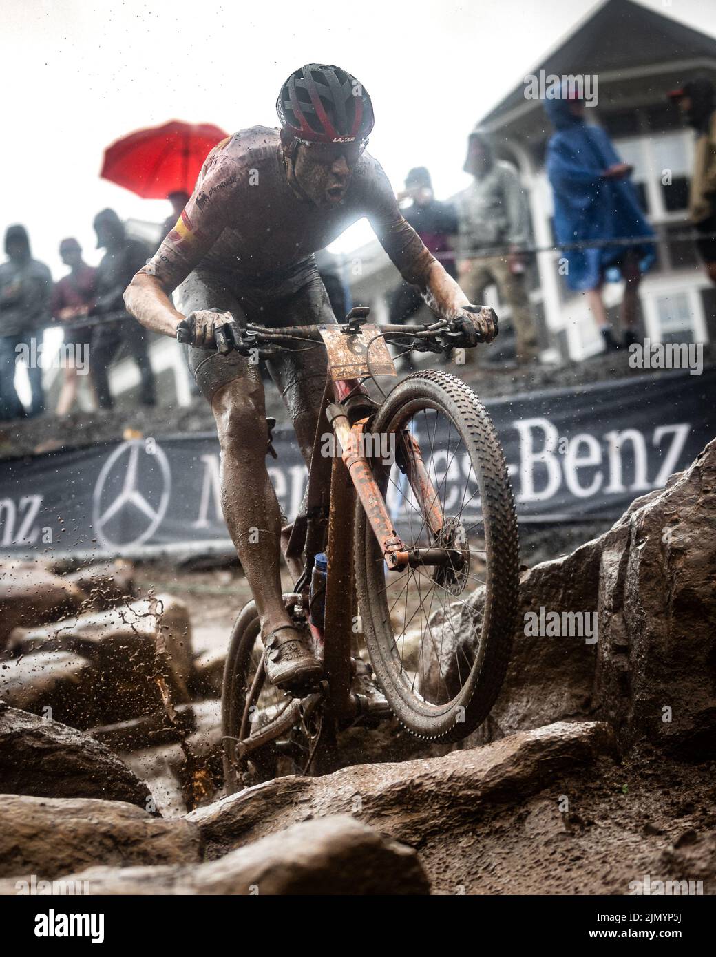 David Valero Serrano of Spain in action during the Mercedes Benz UCI Mountain Bike World Cup cross-country in Snowshoe, West Viriginia, USA, July 31, Stock Photo
