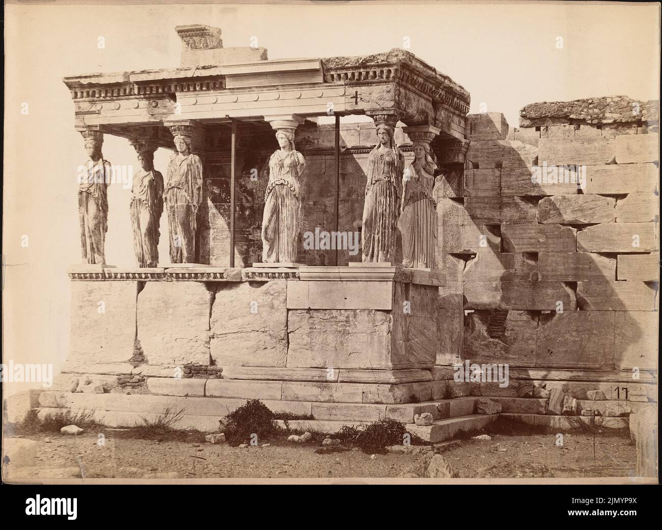 Sebah Jean Pascal (1823-1890), Erechtheion in Athens (without date): View of the Korenhalle with Karyatiden. Photo, 27.7 x 37.8 cm (including scan edges) Stock Photo