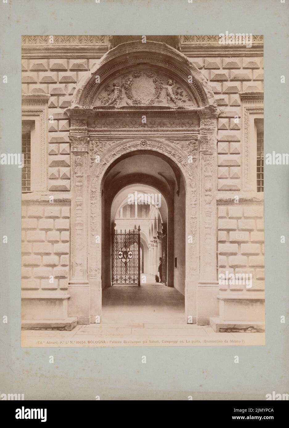 Bramantino (1465-1530), Palazzo Bevilacqua, Bologna (without dat.): View portal with a view of the courtyard. Photo on cardboard, 32.7 x 23.6 cm (including scan edges) Stock Photo