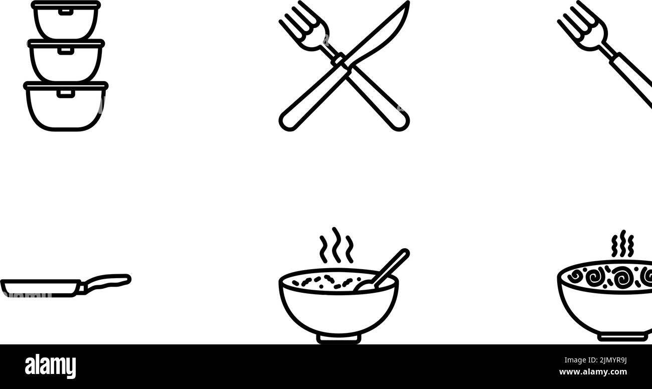 Black kitchen icons on a white background Stock Vector Image & Art - Alamy