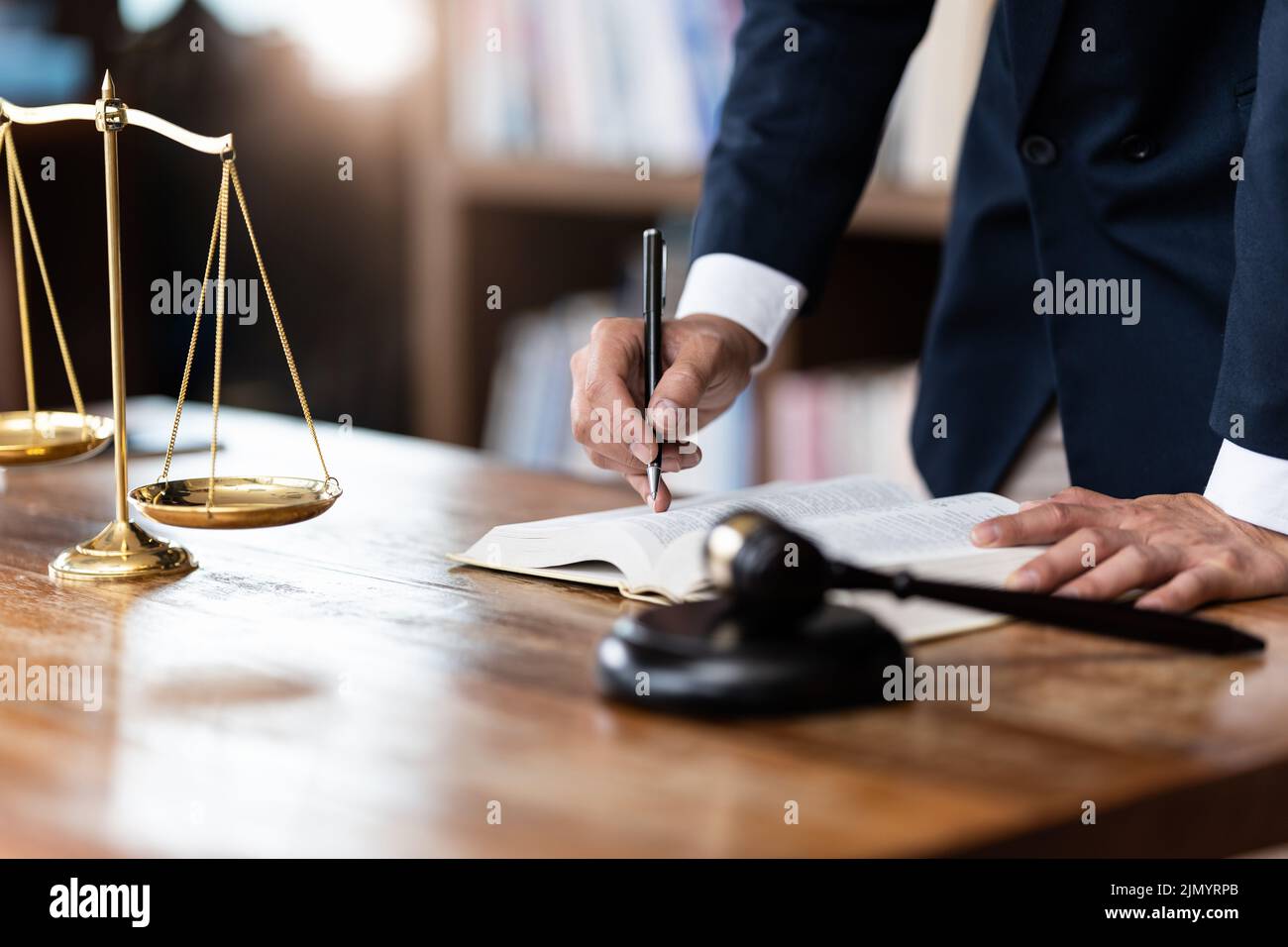 Judge gavel with Justice lawyers having team Concepts of Law and Legal