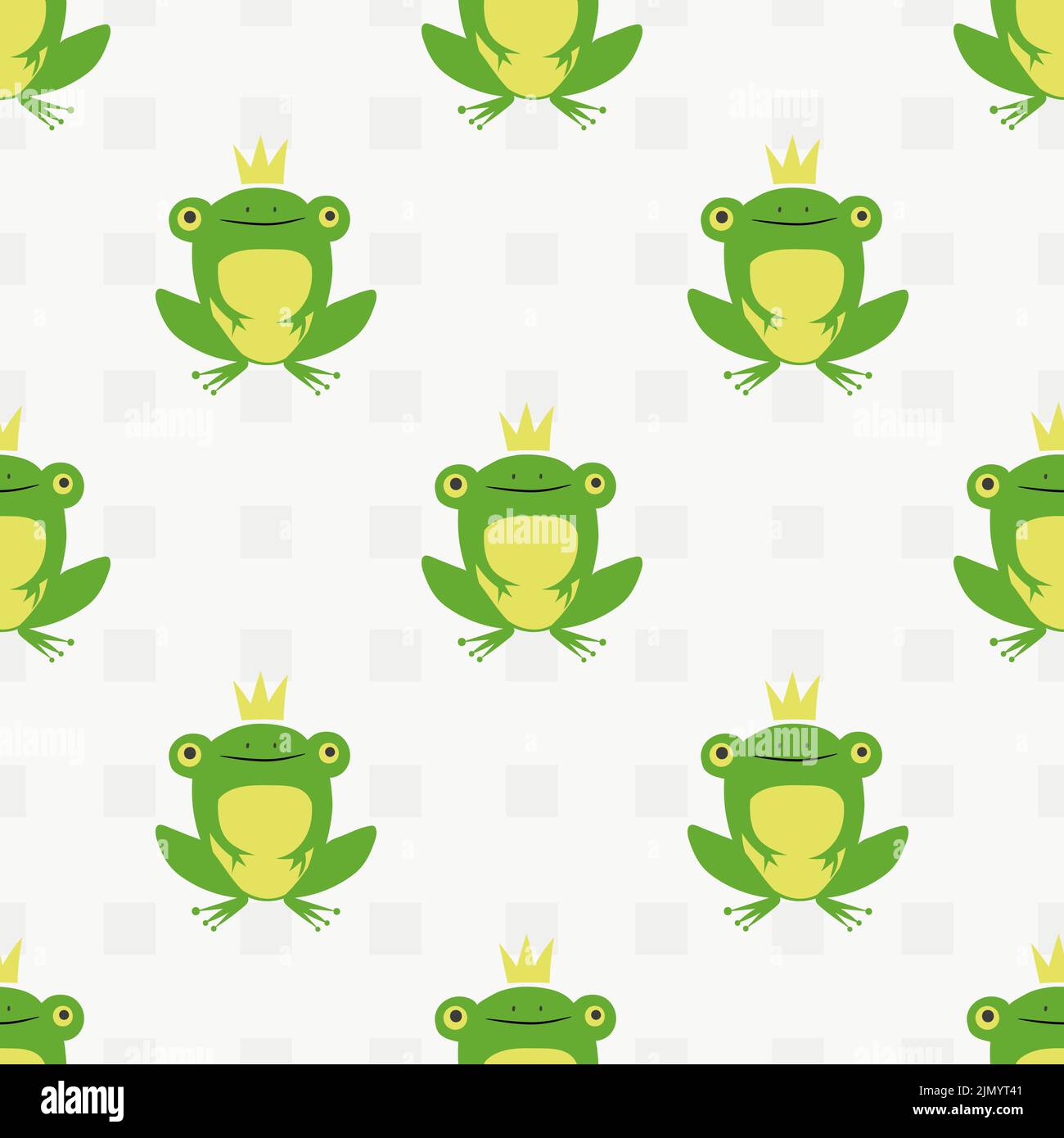 Seamless cartoon Prince Frog pattern. Vector background for kids Stock Vector