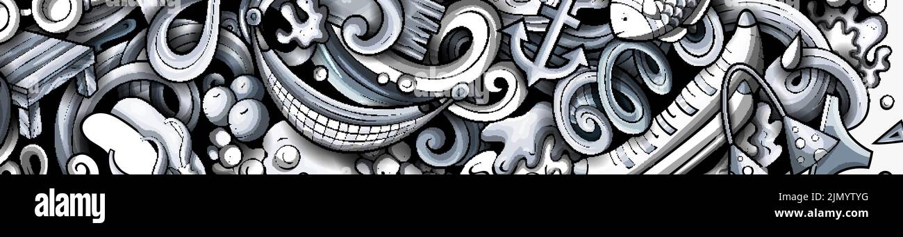 Summer beach cartoon doodles banner design Stock Vector Image & Art - Alamy