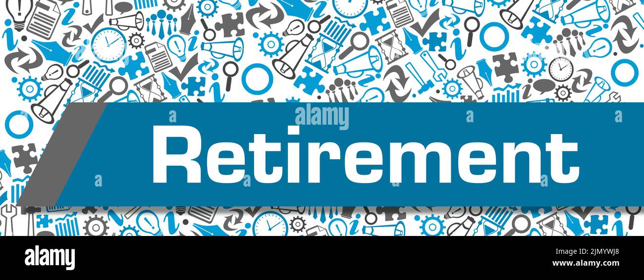 Retirement Circular Business Symbols Texture Blue Grey Text Stock Photo