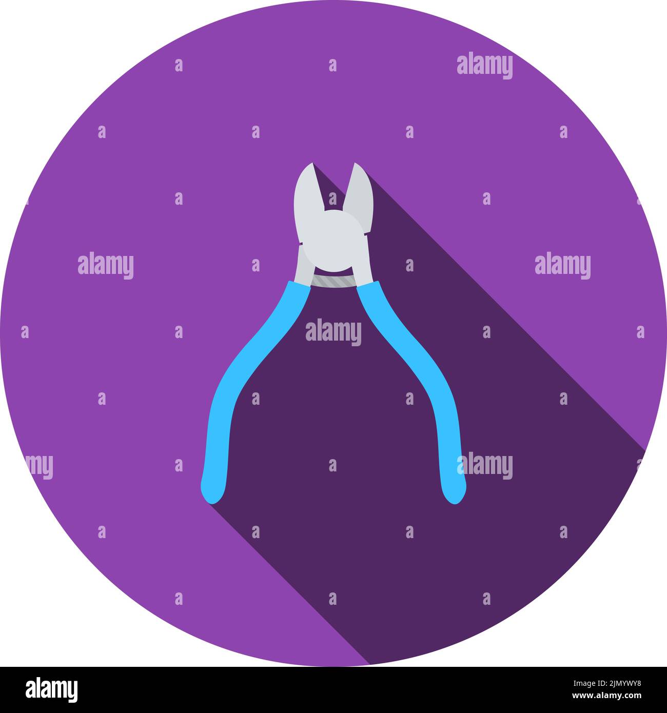 Side Cutters Icon. Flat Circle Stencil Design With Long Shadow. Vector Illustration. Stock Vector