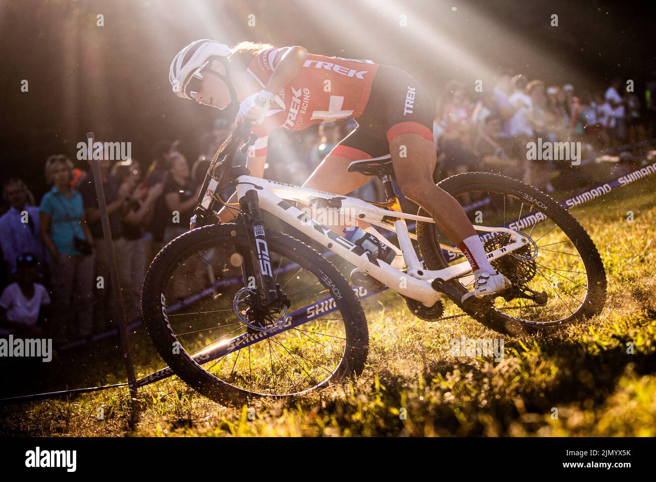 Jolanda Neff of Switzerland in action during the Mercedes Benz UCI Mountain Bike World Cup in Mont-Sainte-Anne, Canada, August 5, 2022. (CTK Photo/Mic Stock Photo