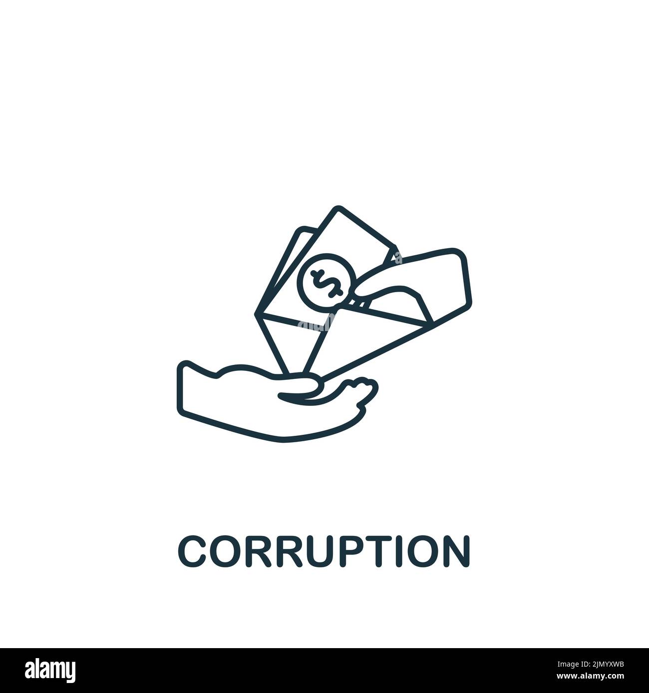 Corruption icon. Monochrome simple line Crime icon for templates, web design and infographics Stock Vector