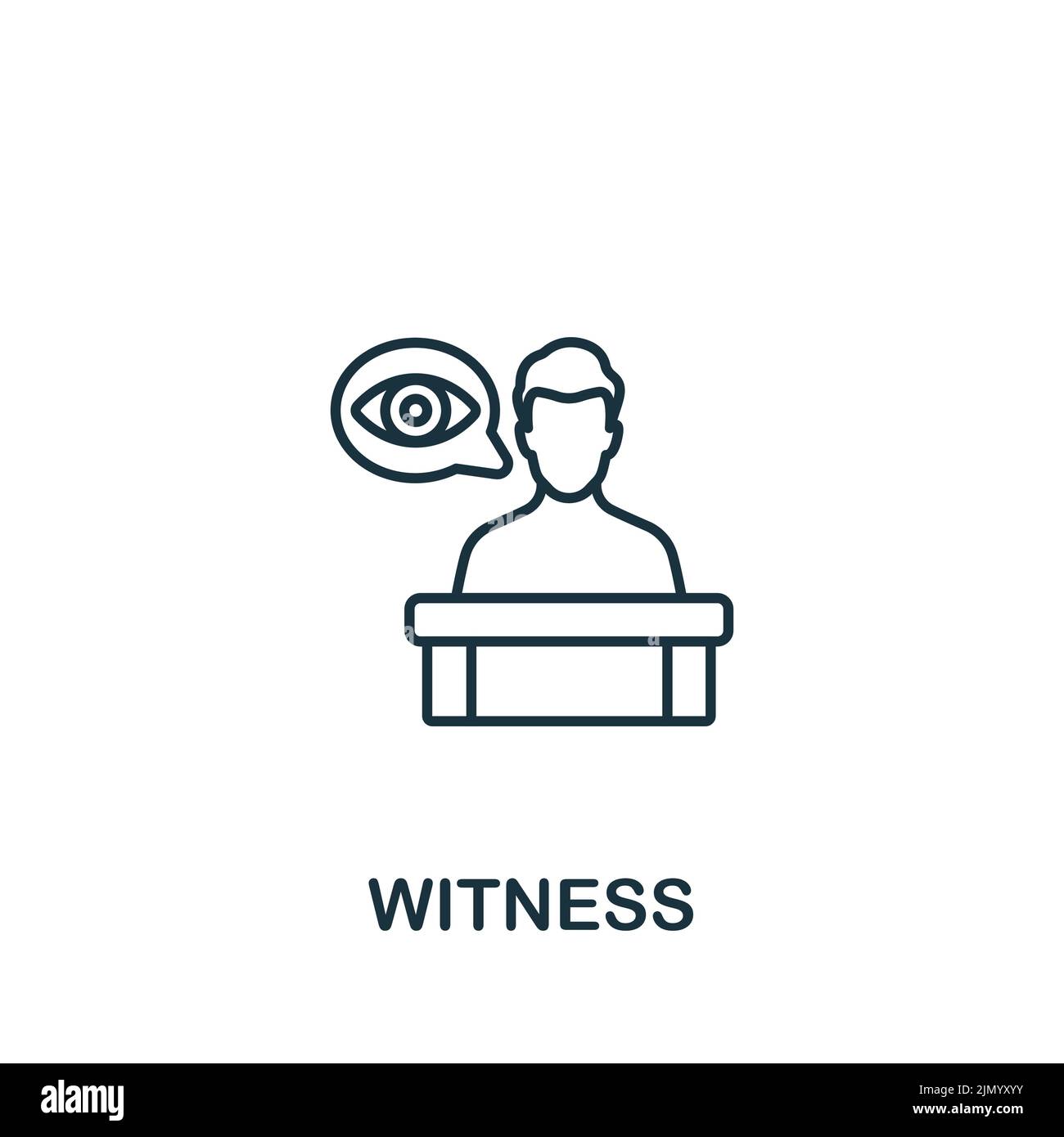 Witness icon. Monochrome simple line Crime icon for templates, web design and infographics Stock Vector