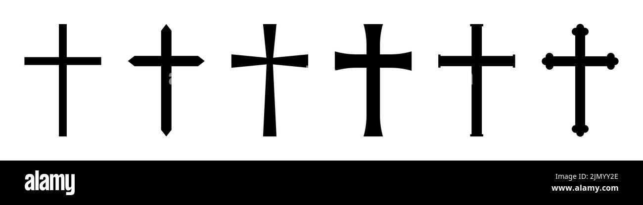 Cross icon set. Cristian icons Stock Vector