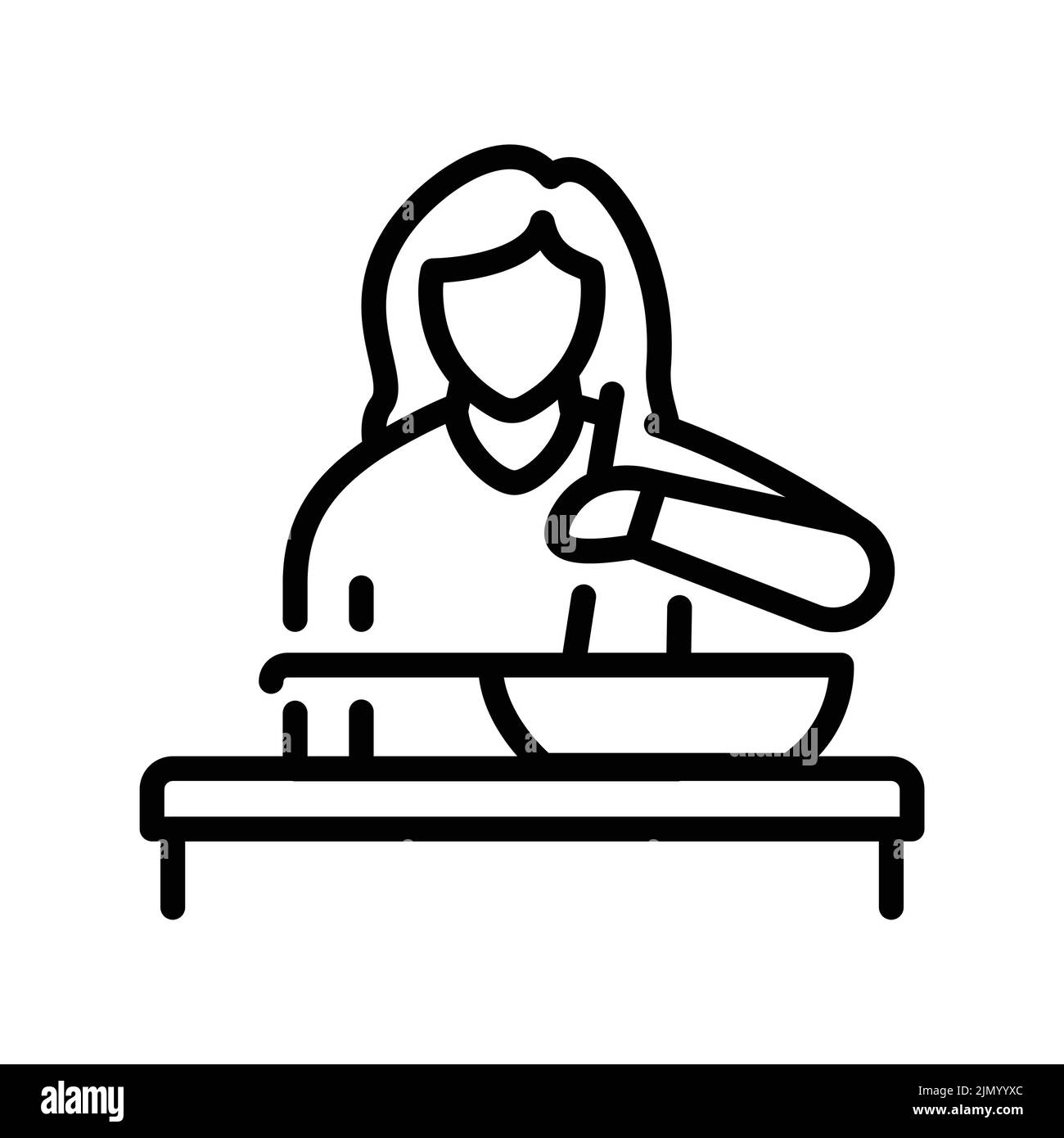 Cooking food black line icon. Routine. Pictogram for web page Stock ...