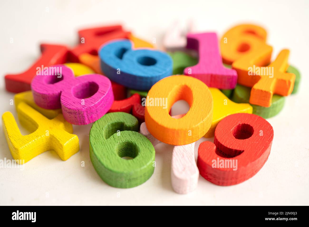 Math number colorful on white background, education study mathematics ...