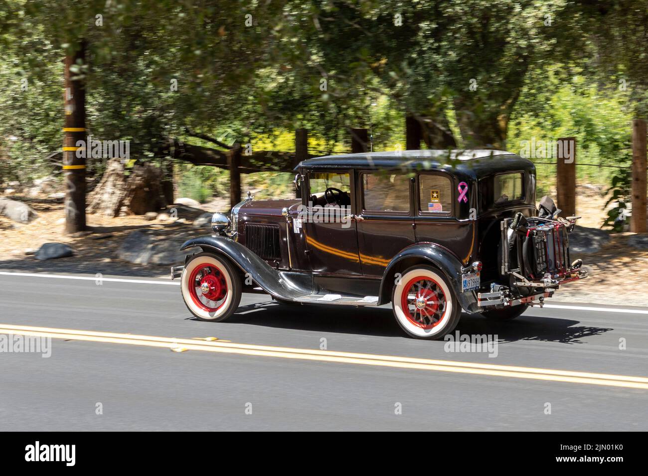 Three Rivers, USA - May 21, 2022: Old classic Ford model A car (1927-31) ready to drive. Stock Photo