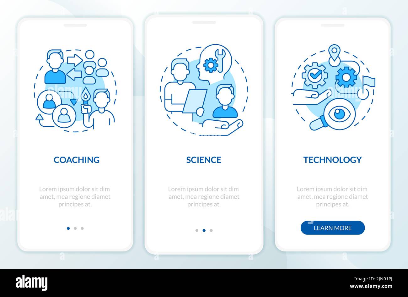 Professional coaching sessions blue onboarding mobile app screen Stock Vector