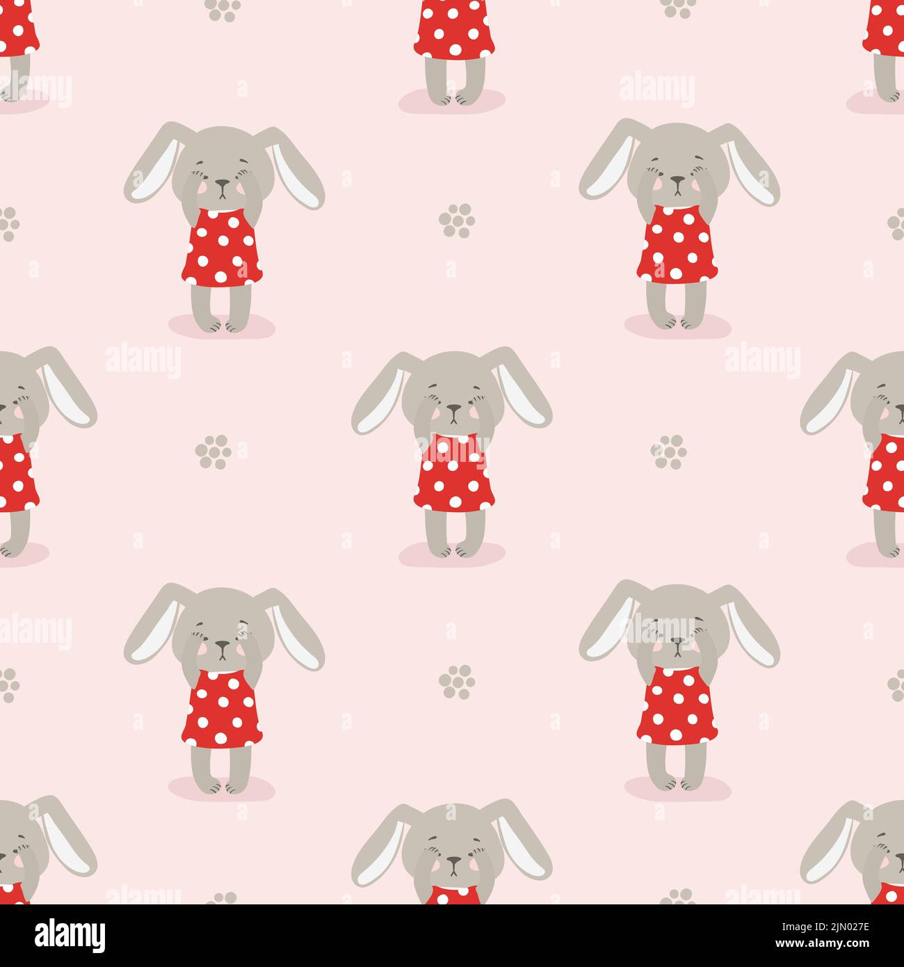 Seamless cute Bunny girl pattern. Vector illustration for kids Stock ...
