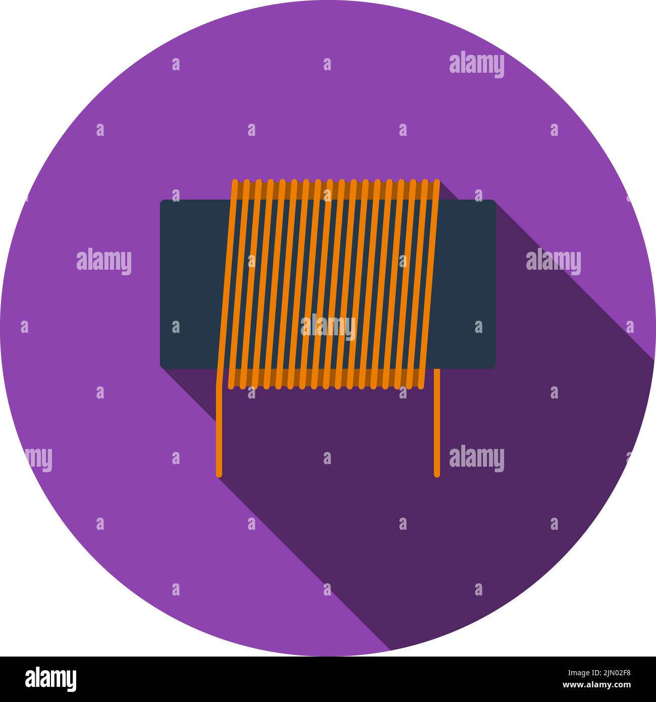 Inductor Coil Icon. Flat Circle Stencil Design With Long Shadow. Vector