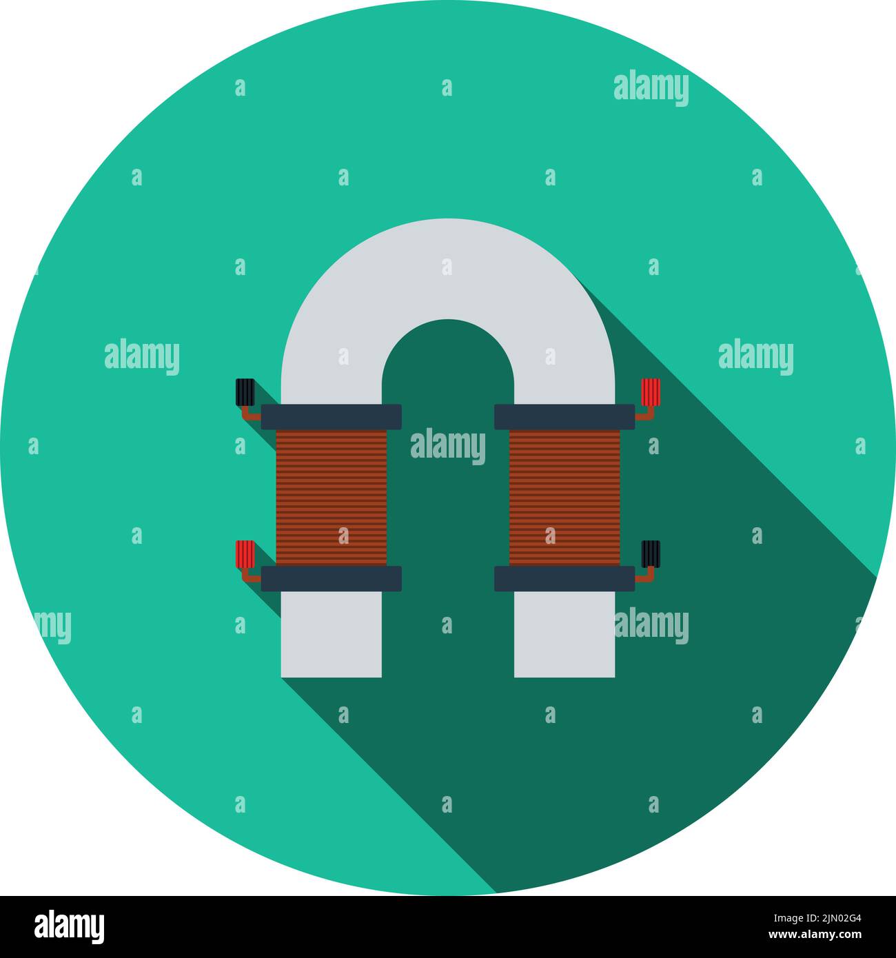 Electric Magnet Icon. Flat Circle Stencil Design With Long Shadow. Vector Illustration. Stock Vector