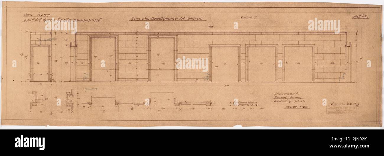 Böhmer Franz (1907-1943), official apartment of the Reich Foreign Minister Joachim von Ribbentrop in Berlin-Mitte (1941-1941): Plan content N.N. detected. Material/technology N.N. recorded, 43.1 x 127.3 cm (including scan edges) Böhmer & Petrich : Dienstwohnung des Reichsaußenministers Joachim von Ribbentrop, Berlin-Mitte. Umbau Stock Photo