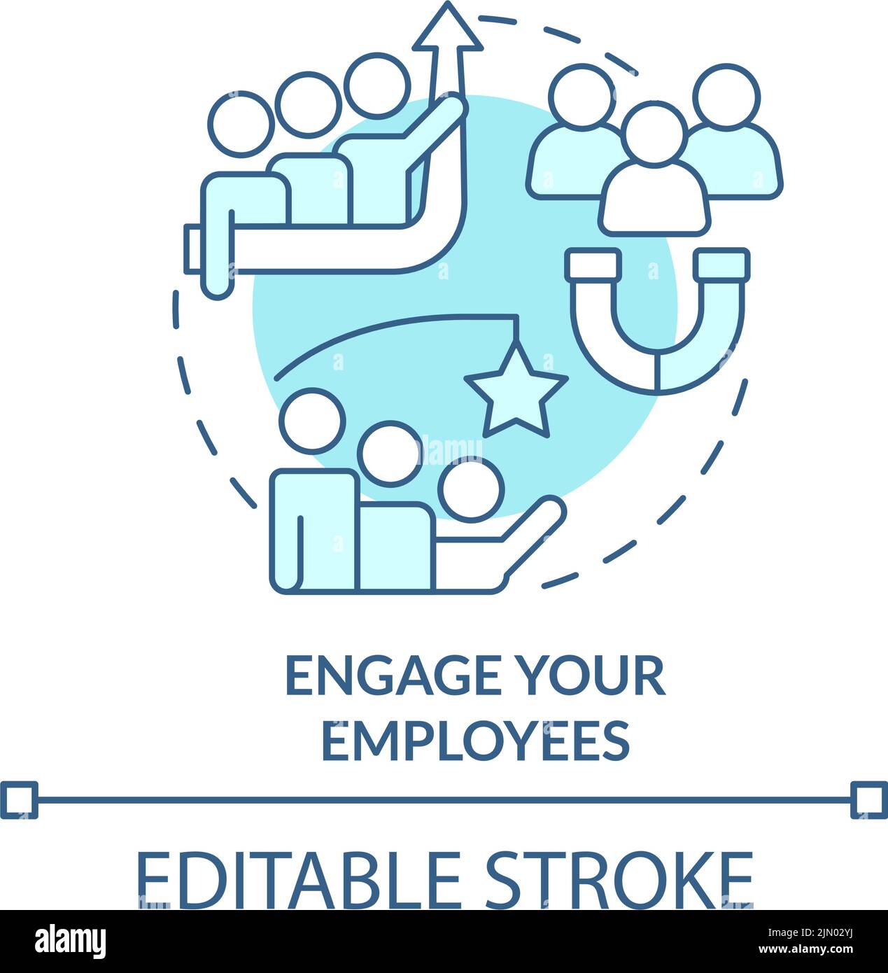 Engage your employees turquoise concept icon Stock Vector