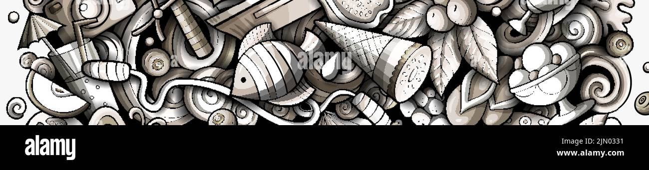 Summer hand drawn cartoon doodles banner design Stock Vector Image ...