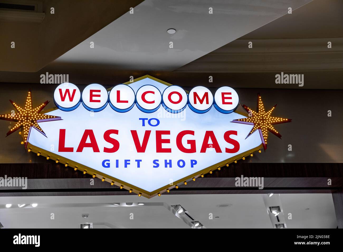 Las Vegas, USA - May 23, 2022: Las Las vegas gift shop sign in a shopping mall. Stock Photo