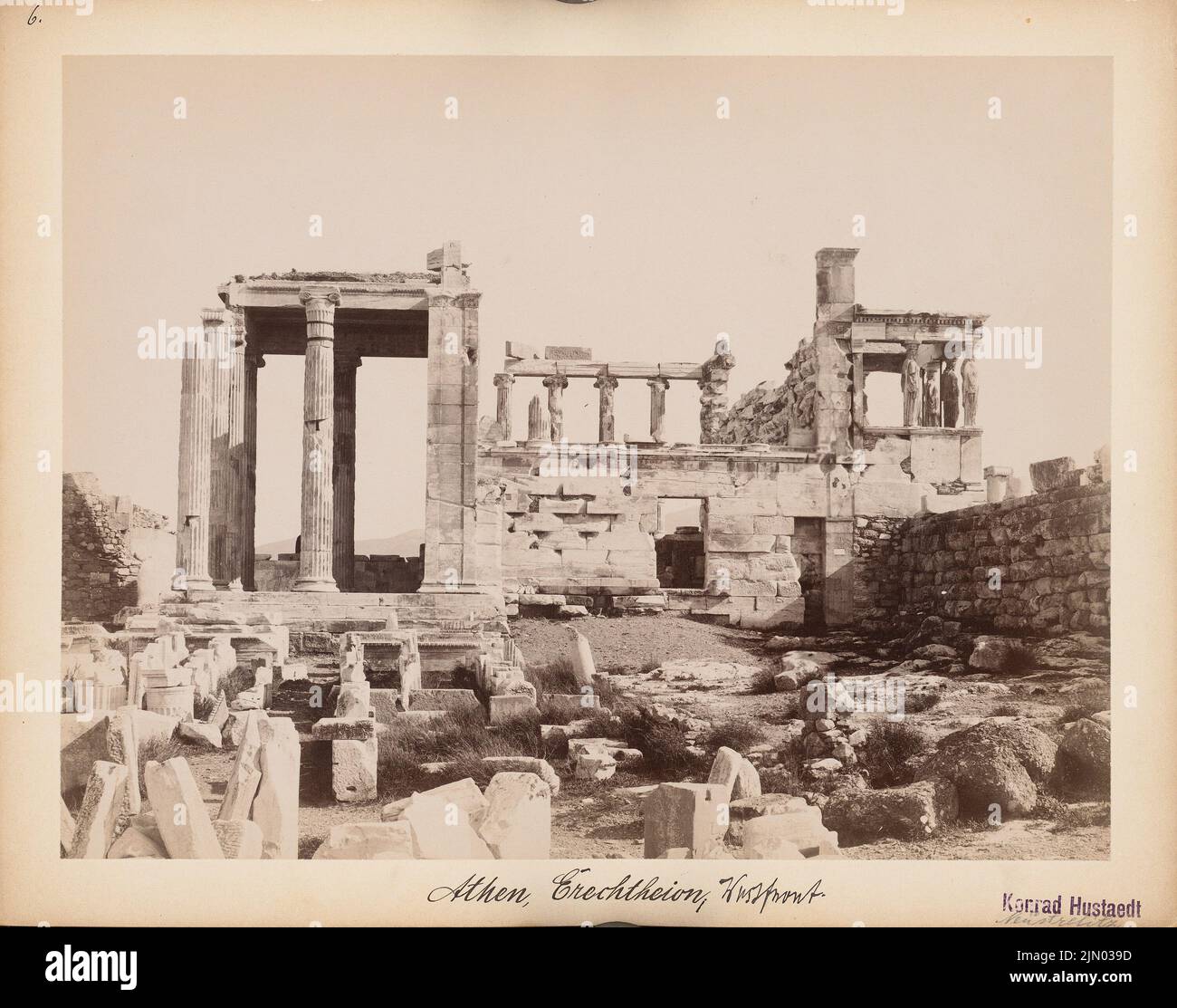 Unknown photographer, Erechtheion, Acropolis in Athens (without dat.): Western Front. Photo on cardboard, 23.6 x 30 cm (including scan edges) unbek. Fotograf : Erechtheion auf der Akropolis, Athen Stock Photo