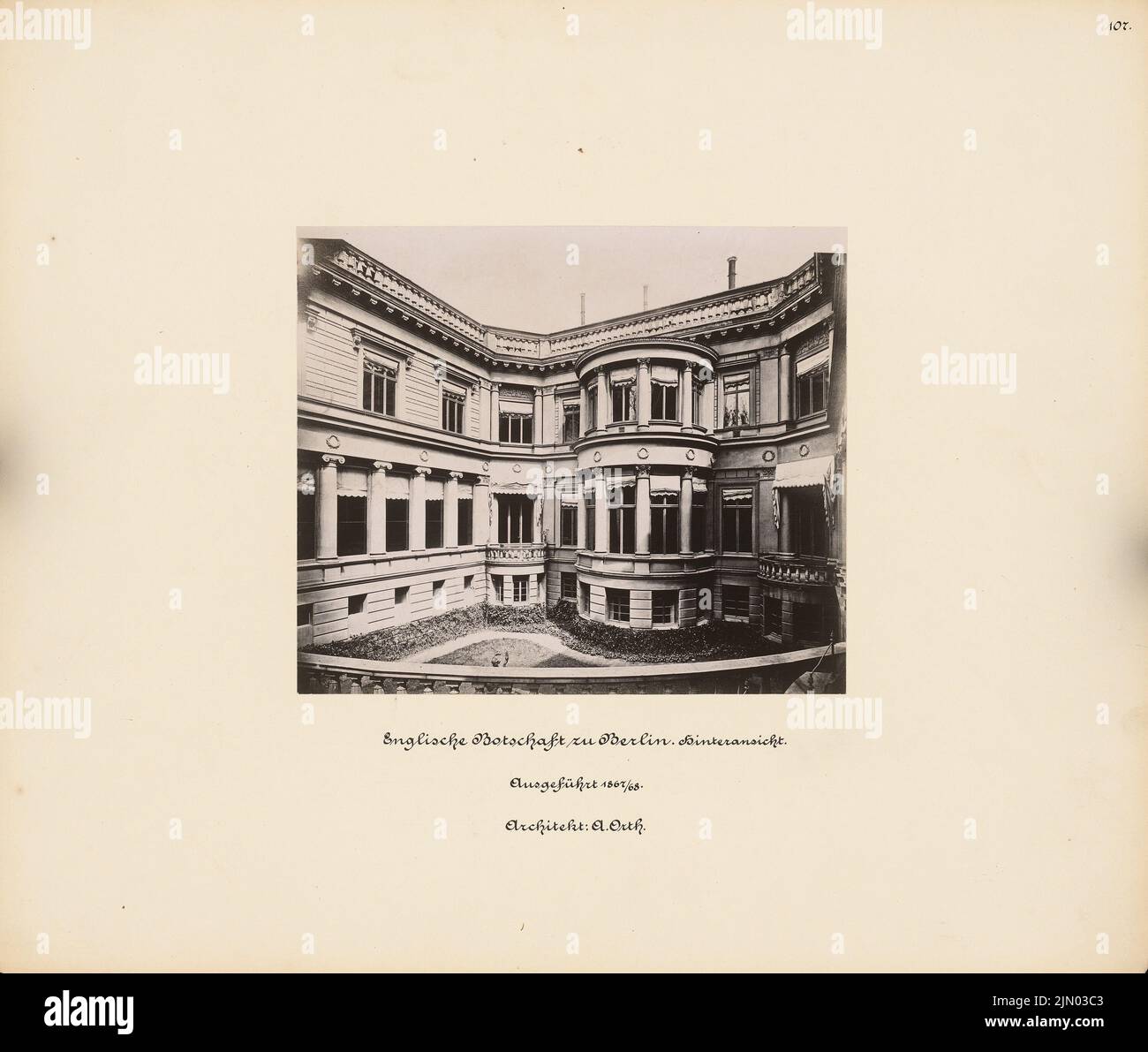 Orth August (1828-1901), English embassy (formerly Palais Strousberg) in Berlin (1867-1868): rear view. Photo on cardboard, 33.3 x 39.3 cm (including scan edges) Orth August  (1828-1901): Englische Botschaft (früher Palais Strousberg), Berlin Stock Photo