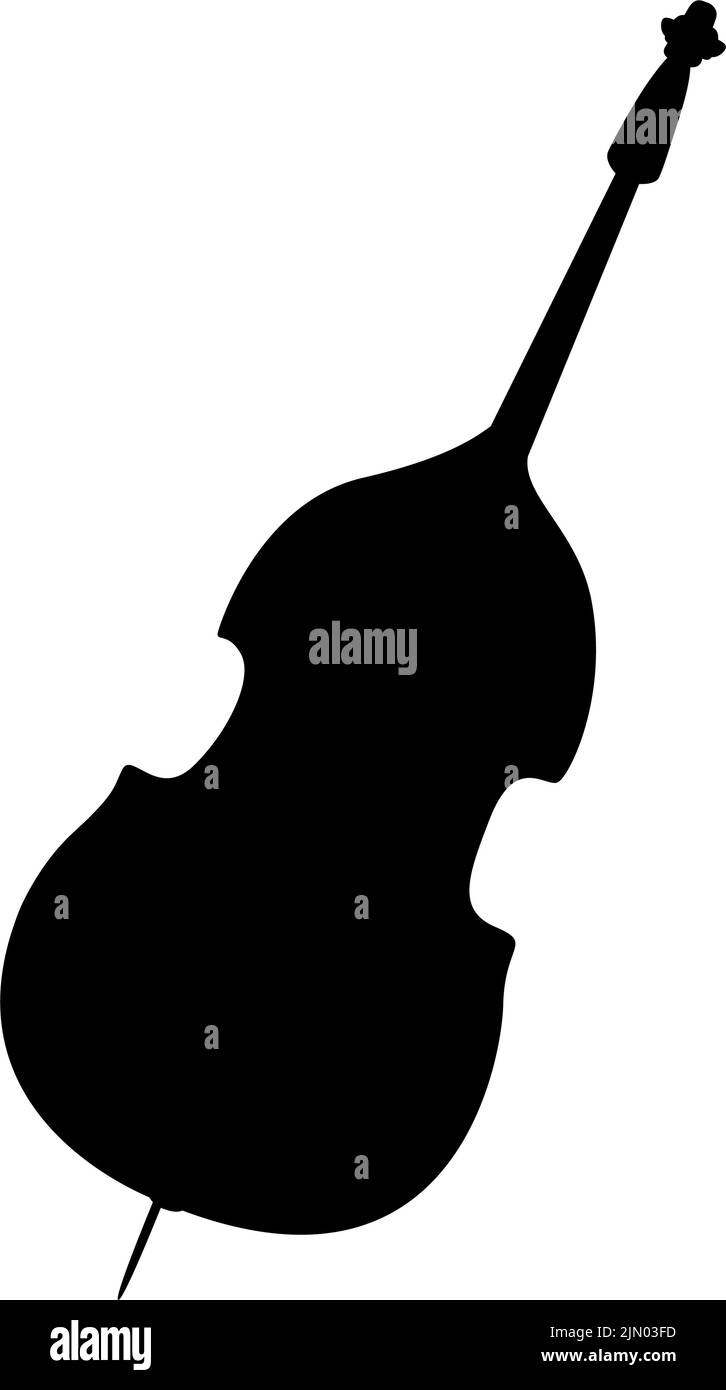 Silhouette of double bass semi flat color vector object Stock Vector