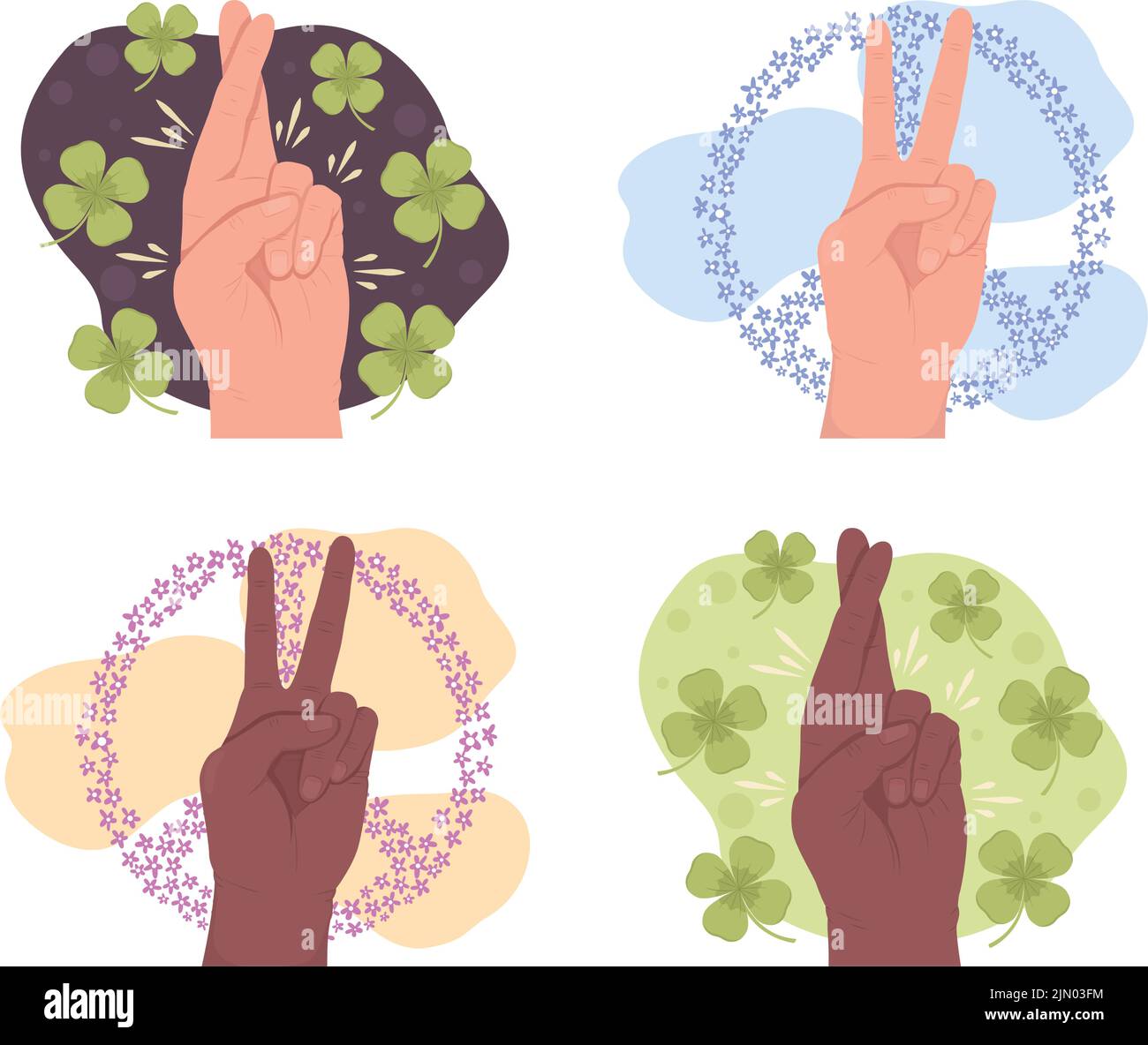 Finger symbols 2D vector isolated illustration set Stock Vector Image