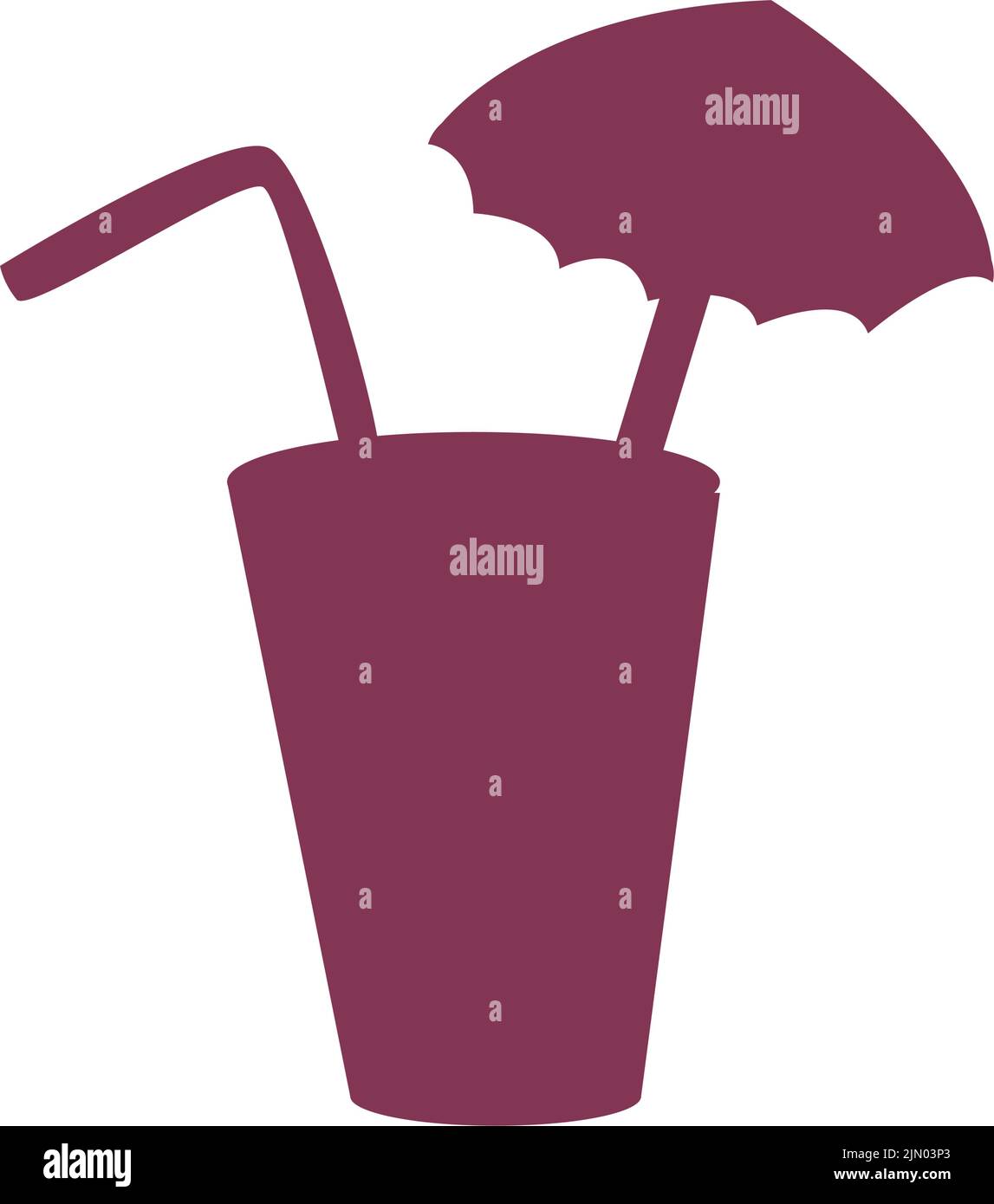 Cocktail glass with umbrella semi flat color vector object Stock Vector
