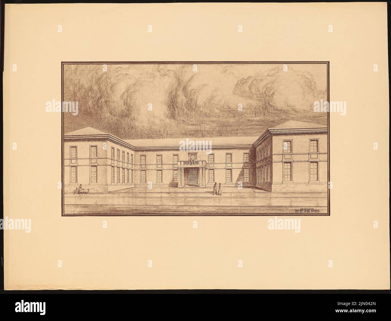 Böhmer Franz (1907-1943), House of the Reich Propaganda Minister Joseph Göbbels in Berlin-Mitte (without date): Design perspective. Light break on the cardboard, 99.8 x 133 cm (including scan edges) Böhmer & Petrich : Haus des Reichspropagandaministers Joseph Göbbels, Berlin-Mitte Stock Photo