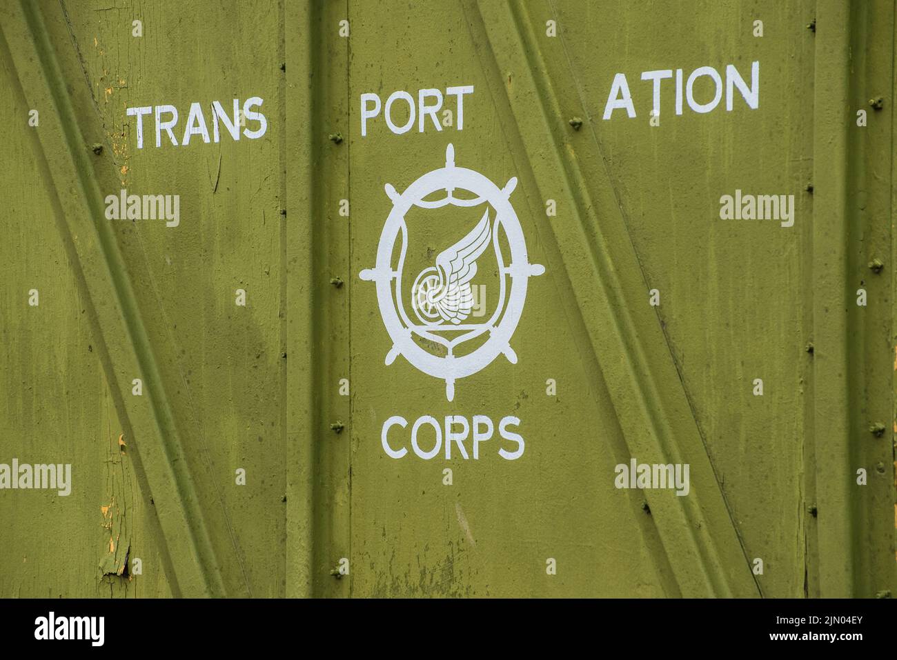 Historic United States Army Transportation Corps Boxcar Stock Photo