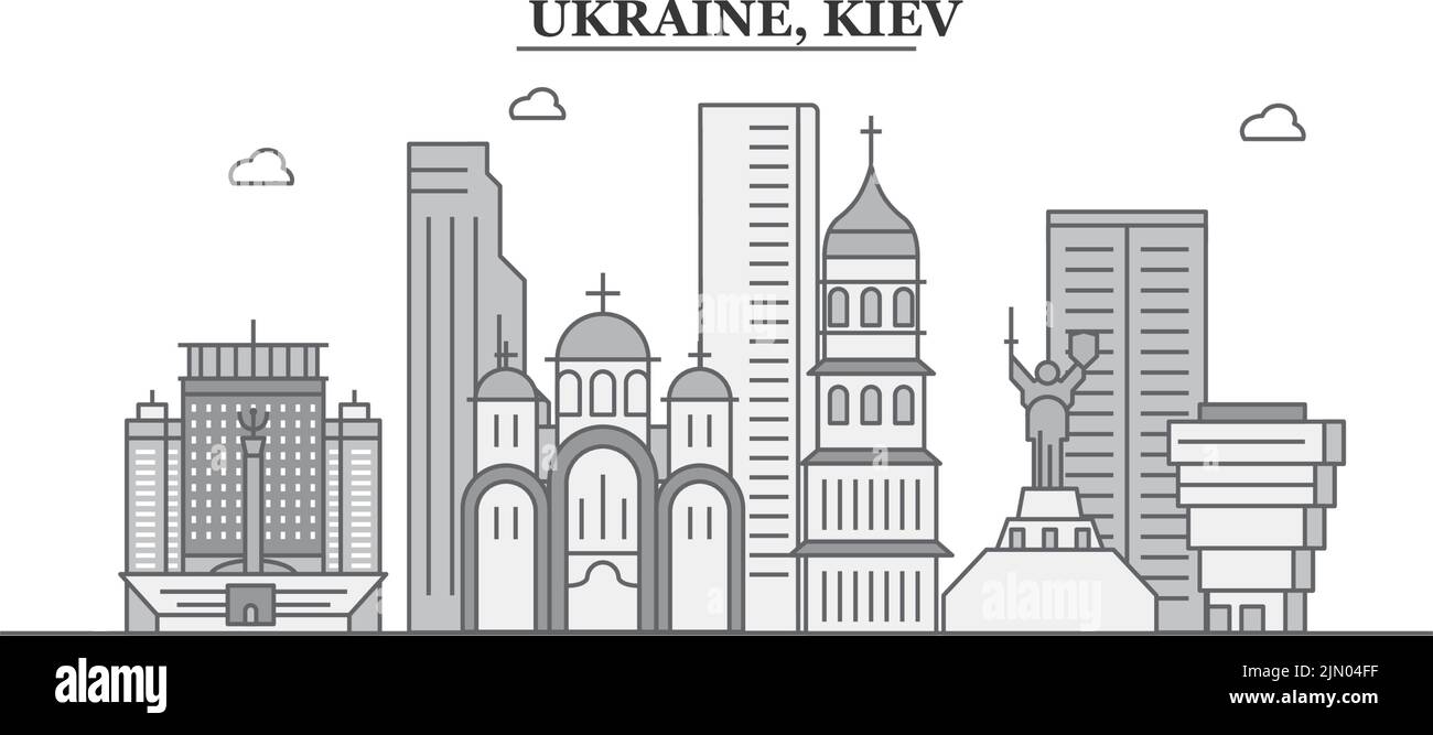 Ukraine, Kiev city skyline isolated vector illustration, icons Stock Vector